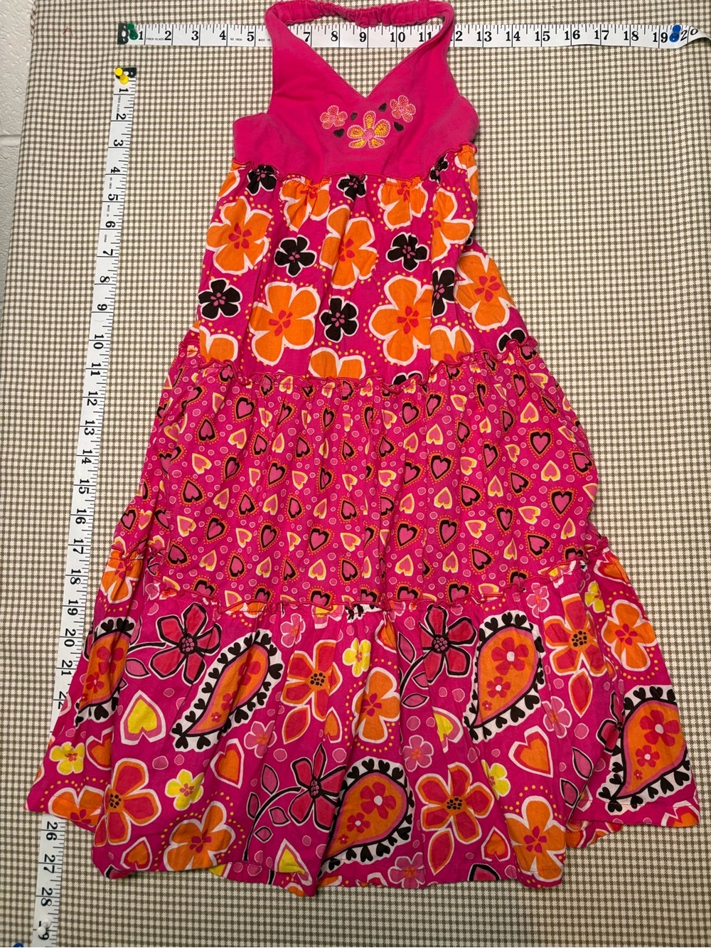 Y2K Sonoma Life + Style Pink Floral Embroidered Halter Dress Size 6